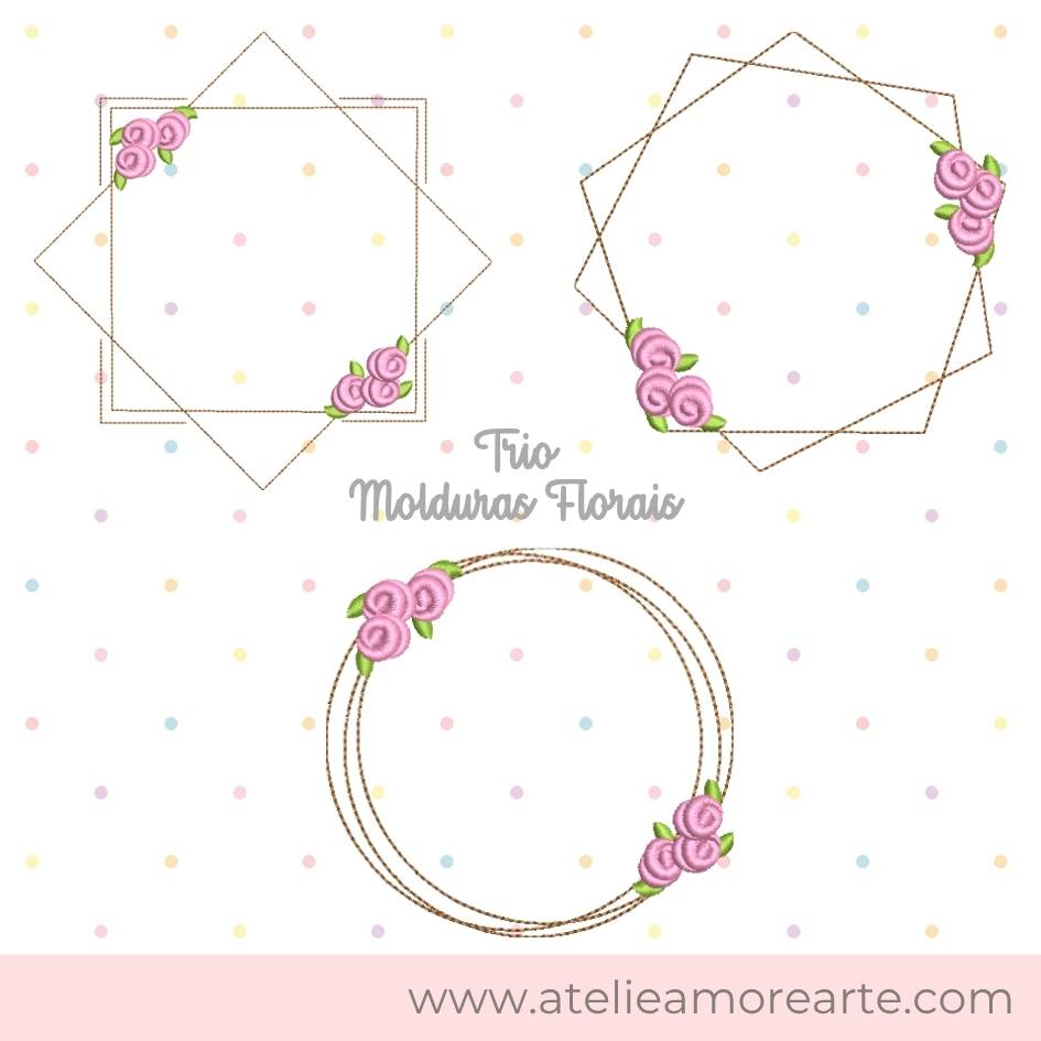 Matrizes de Bordado - Trio Molduras florais