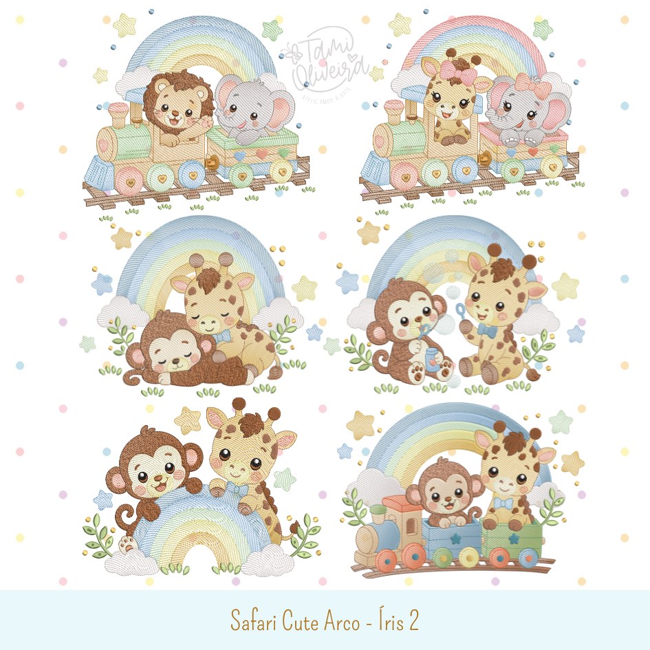 Matrizes de Bordados - Safari Cute Arco Íris 2