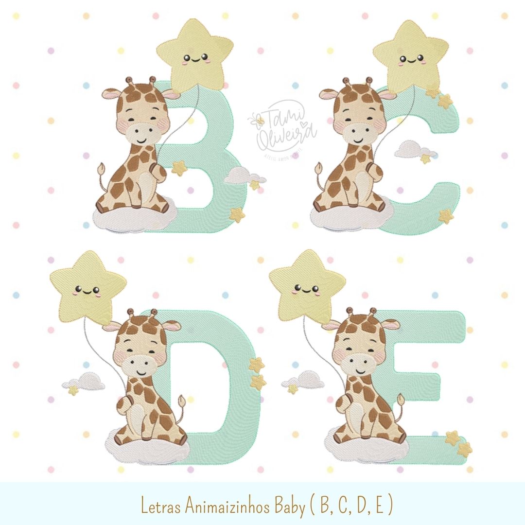 Matrizes de Bordados - Letras Animaizinhos B,C, D e E