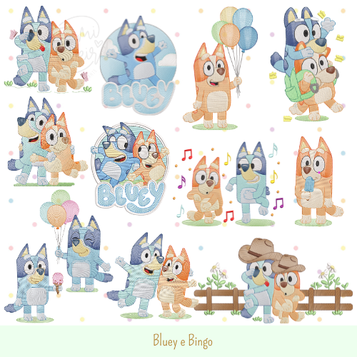 Matrizes de Bordado - Coleção Bluey e Bingo