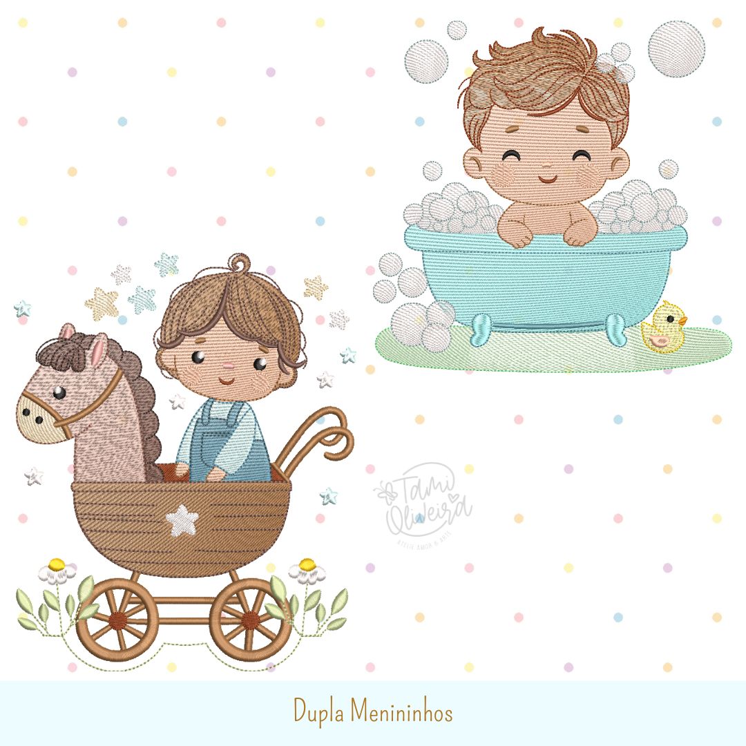 Matries de Bordado -  Dupla Menininhos