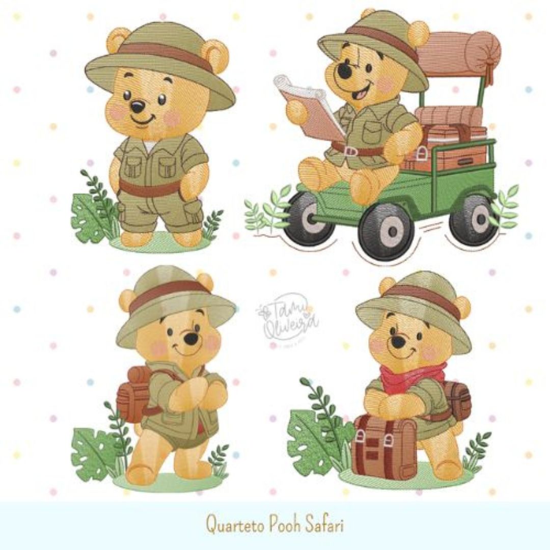 Matrizes de Bordado - Quarteto Ursinho Pooh Safari