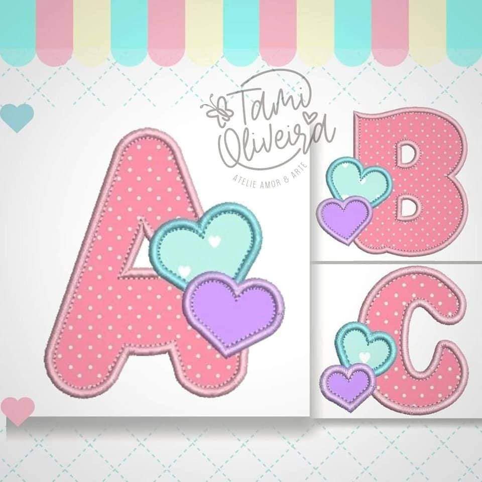 Matrizes de Bordados - Alfabeto  Coração
