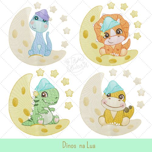 Matrizes de Bordados - Quarteto Dinos na Lua