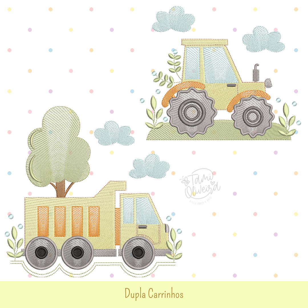 Matrizes de Bordados - Dupla Carrinhos