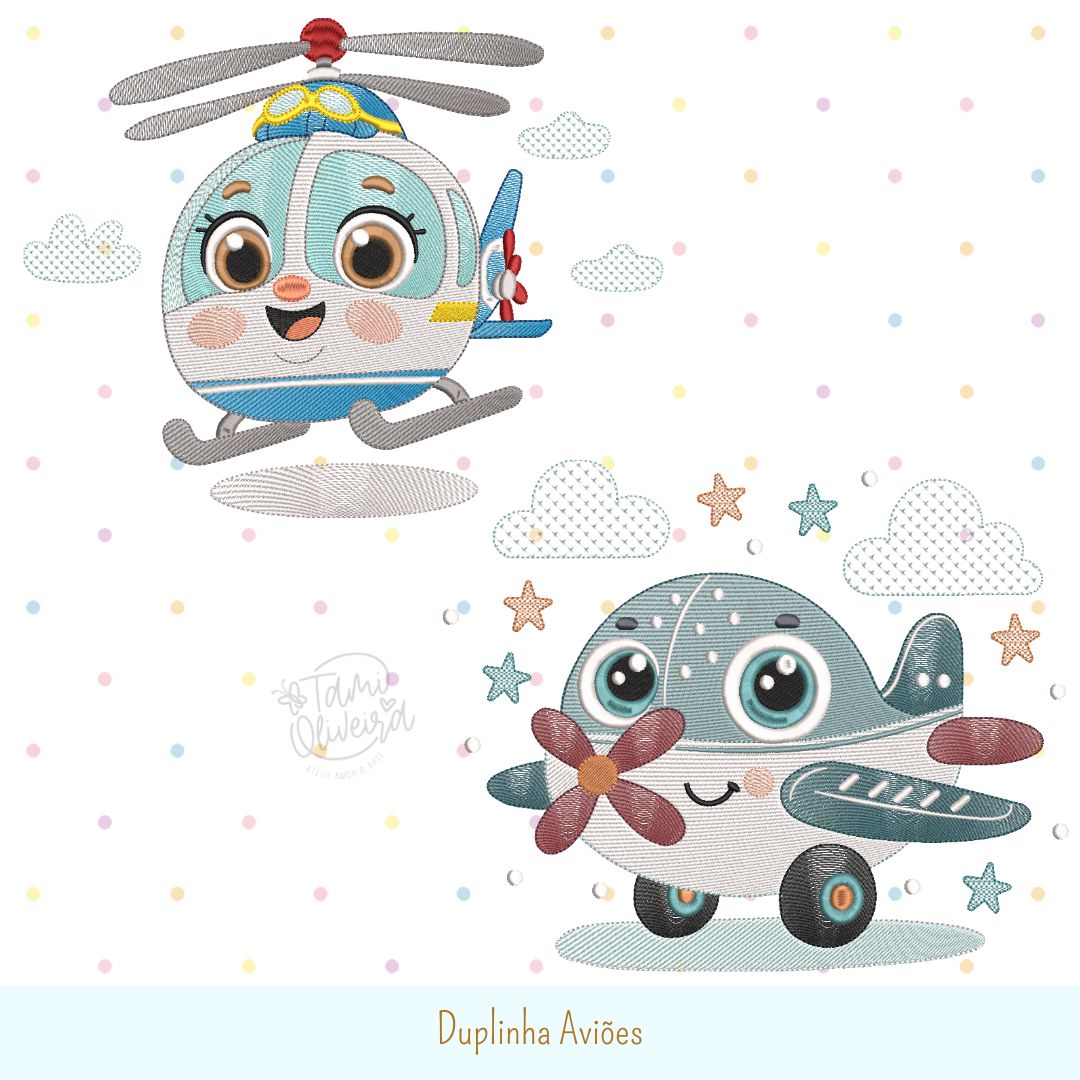 Matrizes de Bordados - Dupla Aviões
