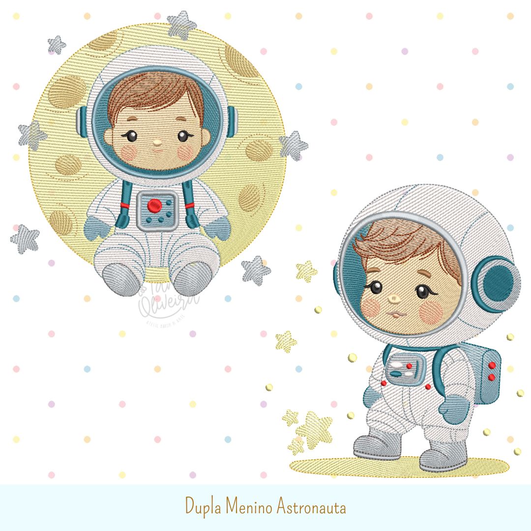 Matrizes de Bordado - Dupla Menino Astronauta