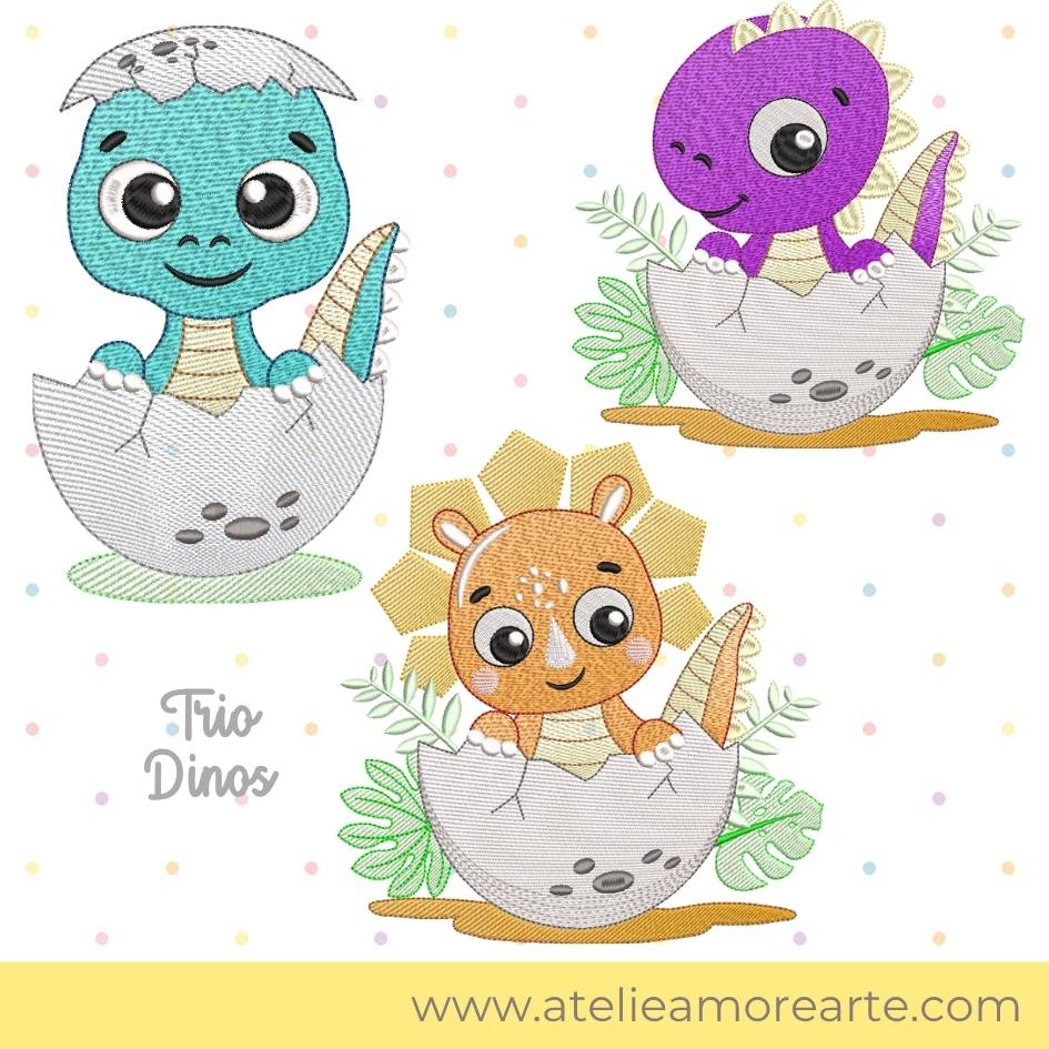 Matrizes de Bordado - Trio Dinos 2