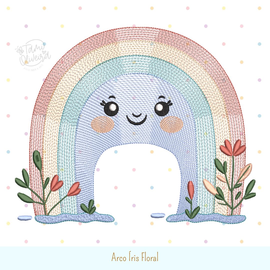 Matriz de Bordado - Arco íris Floral Delicado