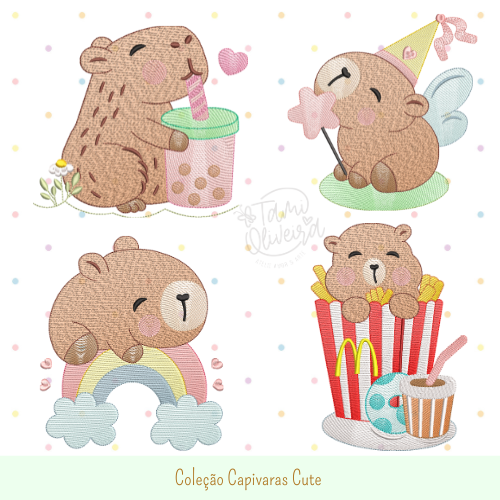 Matrizes de Bordados - Coleção Capivara Cute