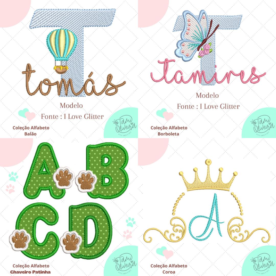 Matrizes de Bordado - combo com 4 alfabetos