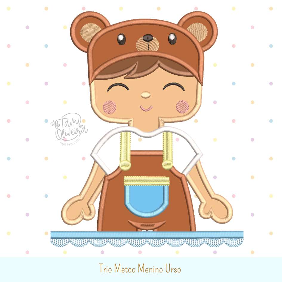 Matrizes de Bordados - Trio Metoo Menino Urso
