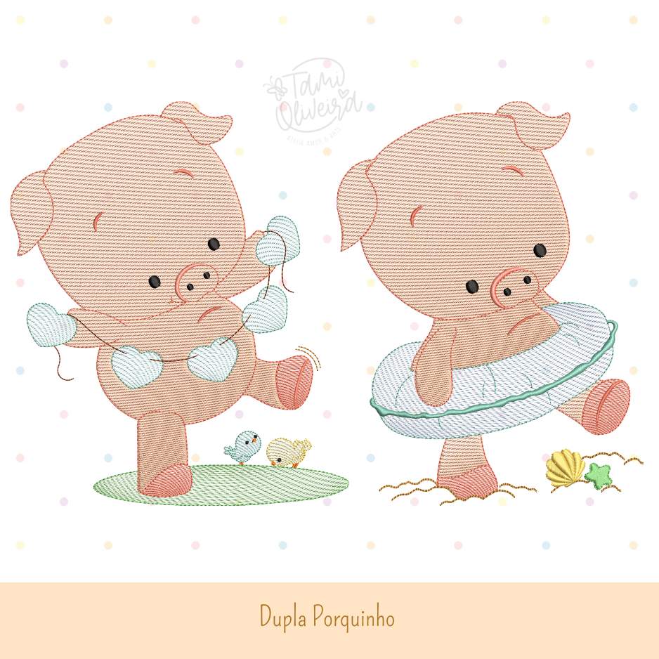 Matrizes de Bordado - Dupla porquinhos
