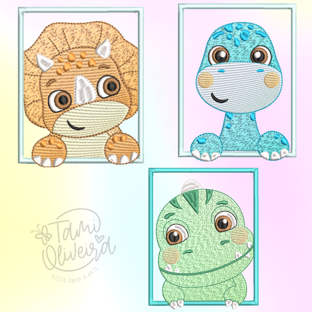 Matrizes de Bordado - Trio Dinos