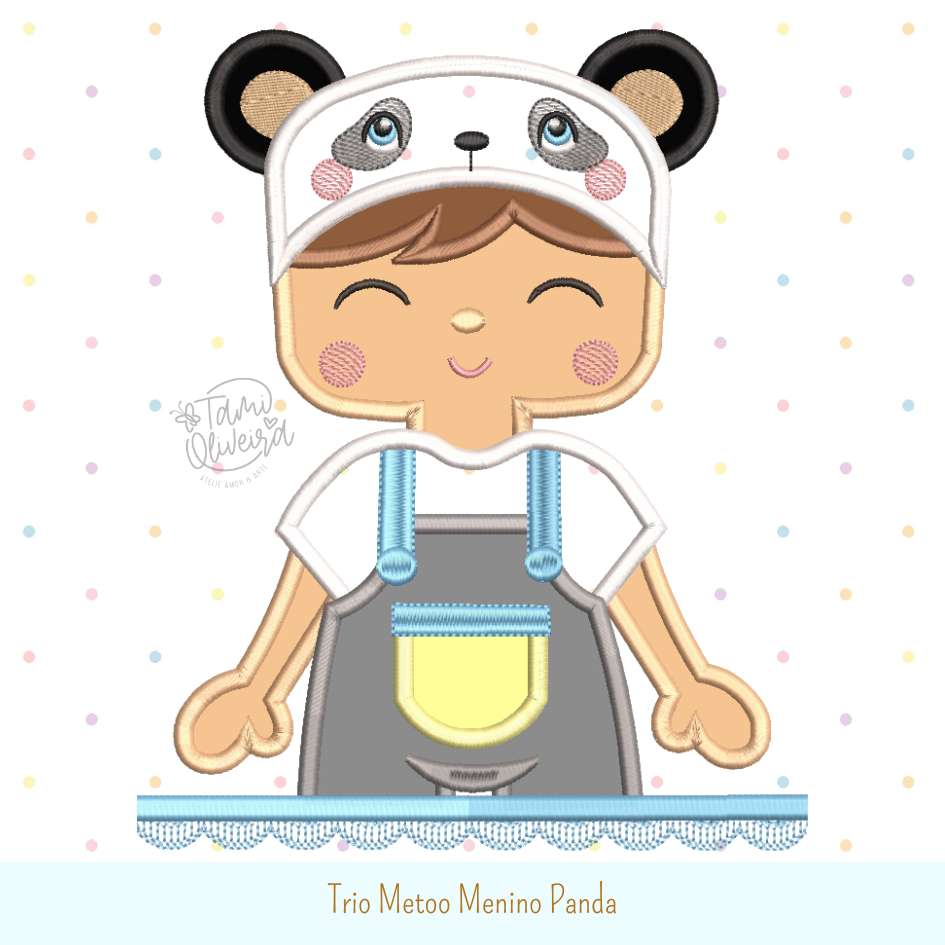 Matrizes de Bordados - Trio Metoo Menino Panda