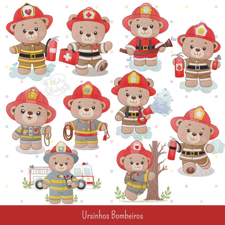 Matrizes de Bordado - Coleção Ursinhos Bombeiros