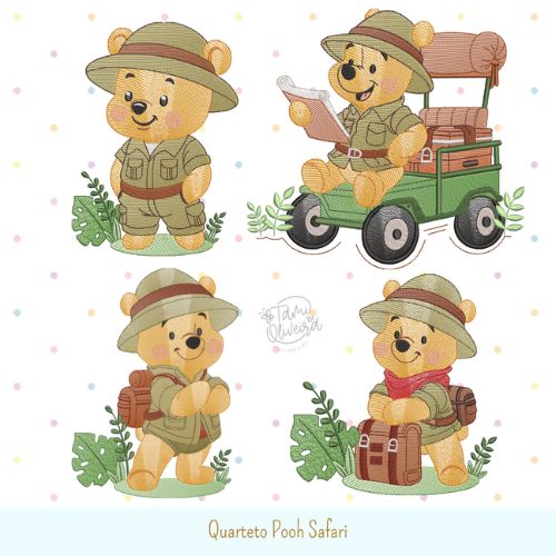 Matrizes de Bordado - Quarteto Ursinho Pooh Safari