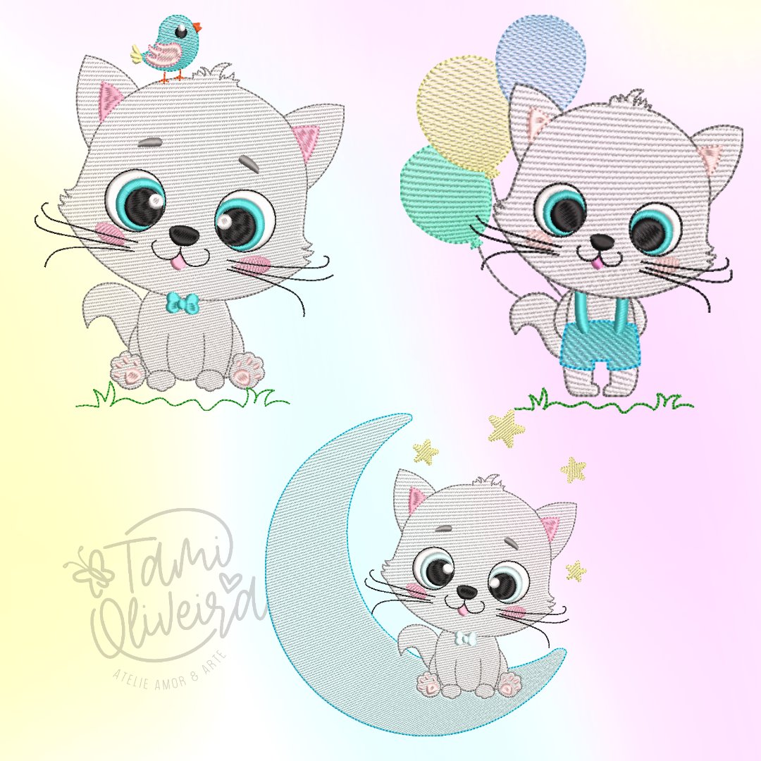 Matrizes de Bordado - Trio Gatinhos
