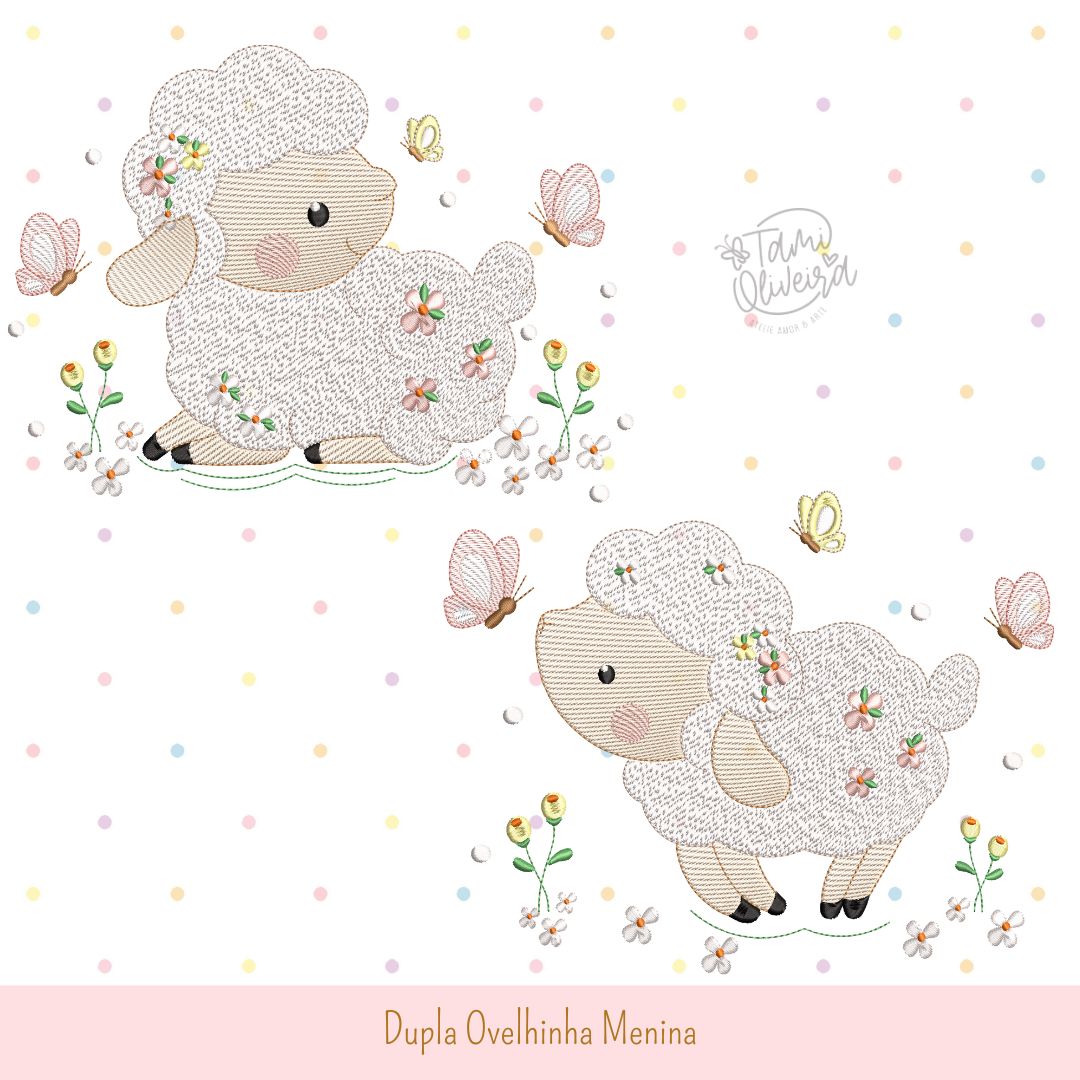 Matrizes de Bordados - Dupla Ovelhinha Menina